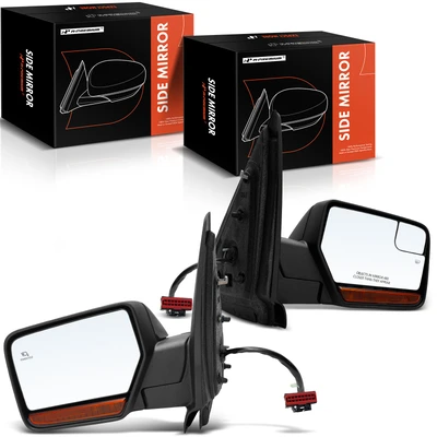 2 Pcs Driver & Passenger Smooth Black Mirror with Heated