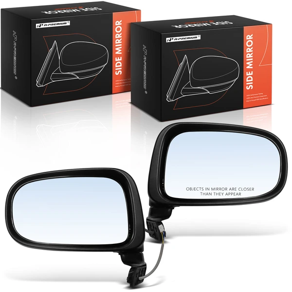 Driver & Passenger Mirror, Power Adjustment, Manual Folding, Black A-Premium APMI2975TW