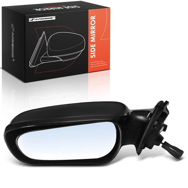 Left Driver Side Mirror, Manual Adjustment, Manual Folding, Smooth Black A-Premium APMI2976TW
