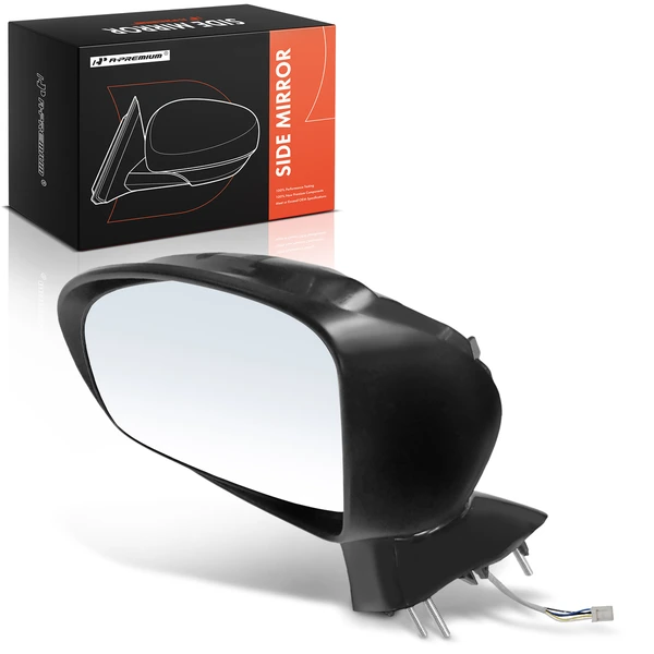 Left Driver Side Mirror, with Heating, Power Adjustment, Manual Folding, Textured Black A-Premium APMI2982TW