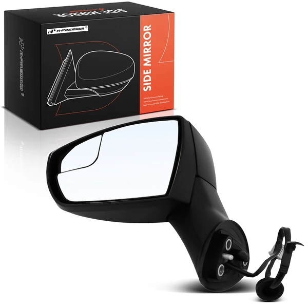 Left Driver Side Mirror, Power Adjustment, Manual Folding, Smooth Black A-Premium APMI2330TW