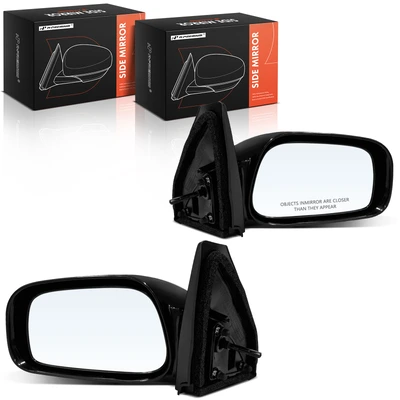 2 Pcs Driver & Passenger Black Mirror with Manual Glass Adjust
