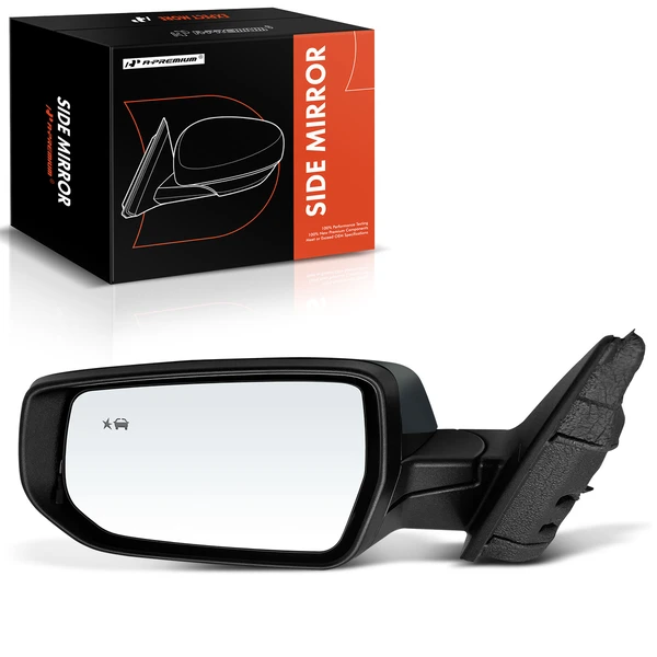 Left Driver Side Mirror, Powered, with Heated, Smooth Black A-Premium APMI1193TW