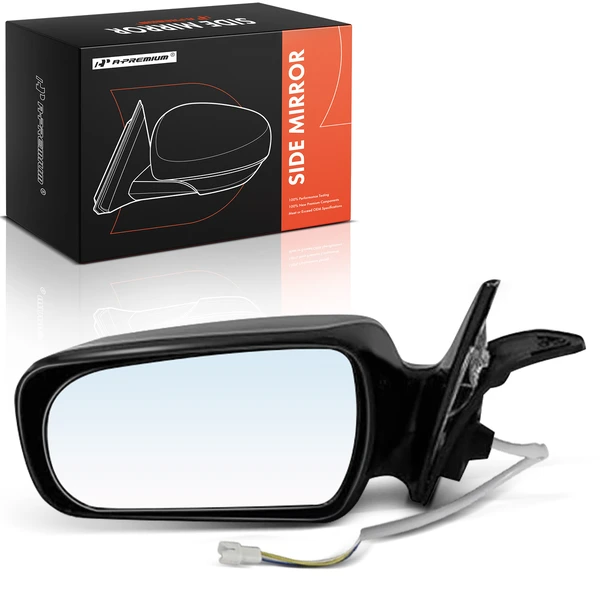 Left Driver Side Mirror, Power Adjustment, Manual Folding, Smooth Black A-Premium APMI2986TW