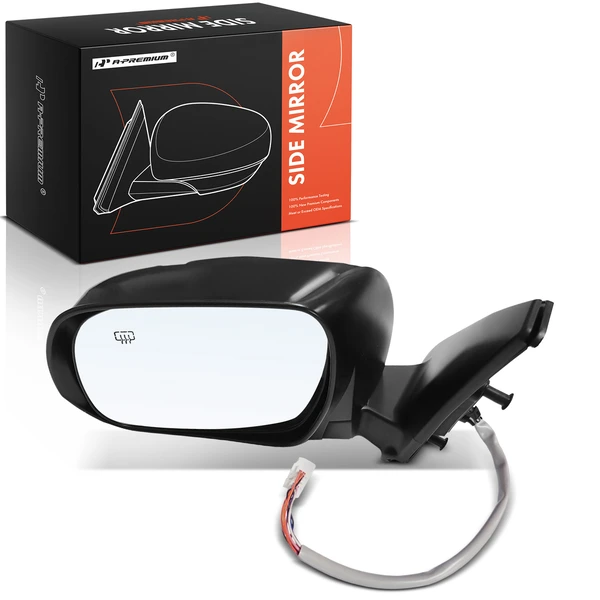 Left Driver Side Mirror, with Heating, Power Adjustment, Manual Folding, Textured Black A-Premium APMI2995TW