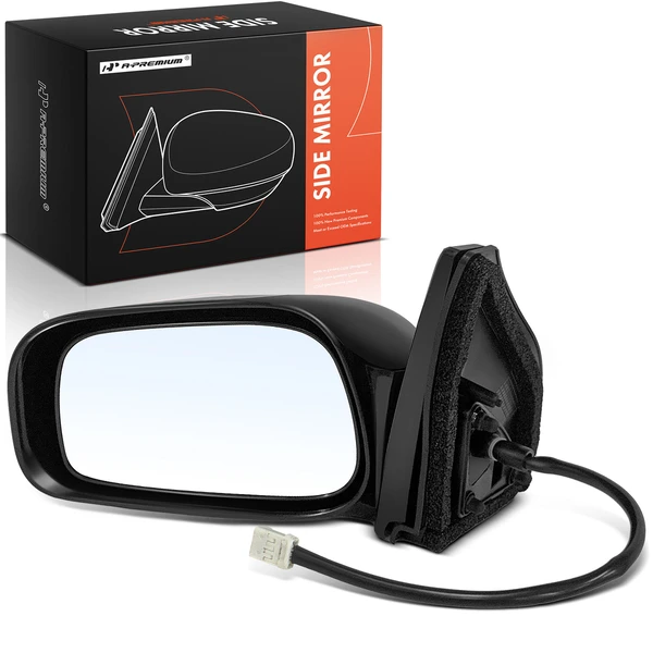 Left Driver Side Mirror, Powered, Smooth Black A-Premium APMI1993