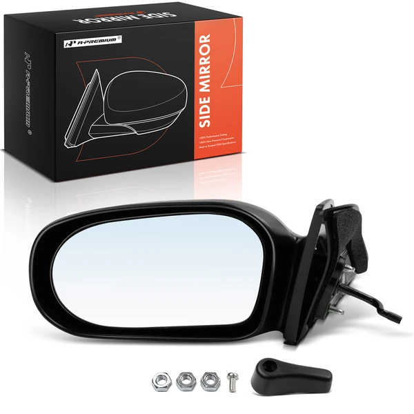 Left Driver Side Mirror, Manual Adjustment, Non-Folding, Black A-Premium APMI2999TW