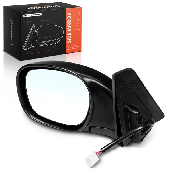 Left Driver Side Mirror, Powered, Smooth Black A-Premium APMI3000TW