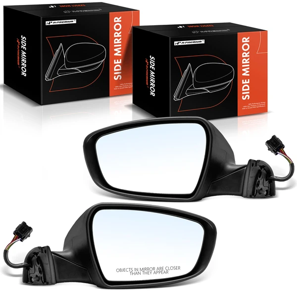 Driver & Passenger Mirror, Powered, with Heated, Smooth Black A-Premium APMI1199TW