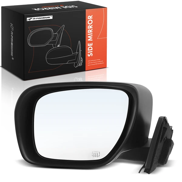 Left Driver Side Mirror, Powered, with Heated, Smooth Black A-Premium APMI2712TW