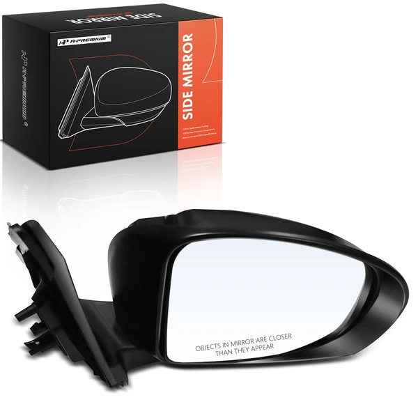 2012-2015 Scion iQ Right Passenger Side Mirror, with Heating, Power Adjustment, Manual Folding, Smooth Black A-Premium APMI3010TW