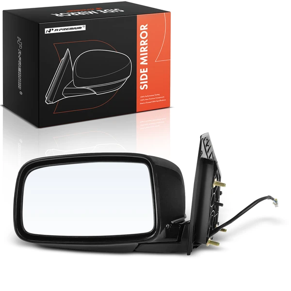 Left Driver Side Mirror, Power Adjustment, Manual Folding, Black A-Premium APMI2711TW