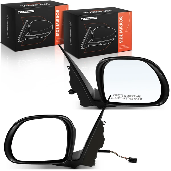 Driver & Passenger Mirror, with Heating, Power Adjustment, Manual Folding, Smooth Black A-Premium APMI2334TW