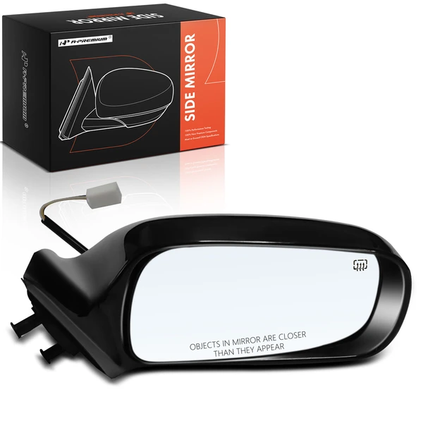 Right Passenger Side Mirror, with Heating, Manual Adjustment, Non-Folding, Black A-Premium APMI3017TW
