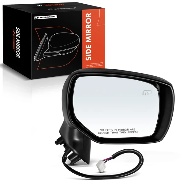 Right Passenger Side Mirror, with Heating, Power Adjustment, Manual Folding, Smooth Black A-Premium APMI1245TW