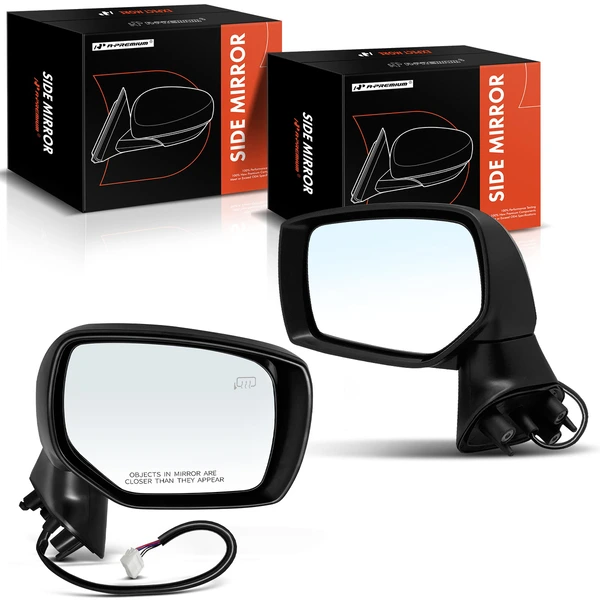 Driver & Passenger Mirror, with Heating, Power Adjustment, Manual Folding, Smooth Black A-Premium APMI1244TW