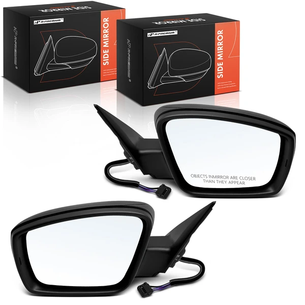 Driver & Passenger Mirror, with Heating, Power Adjustment, Manual Folding, Textured Black A-Premium APMI1249TW