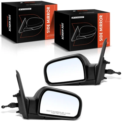 2 Pcs Driver & Passenger Black Mirror with Manual Glass Adjust