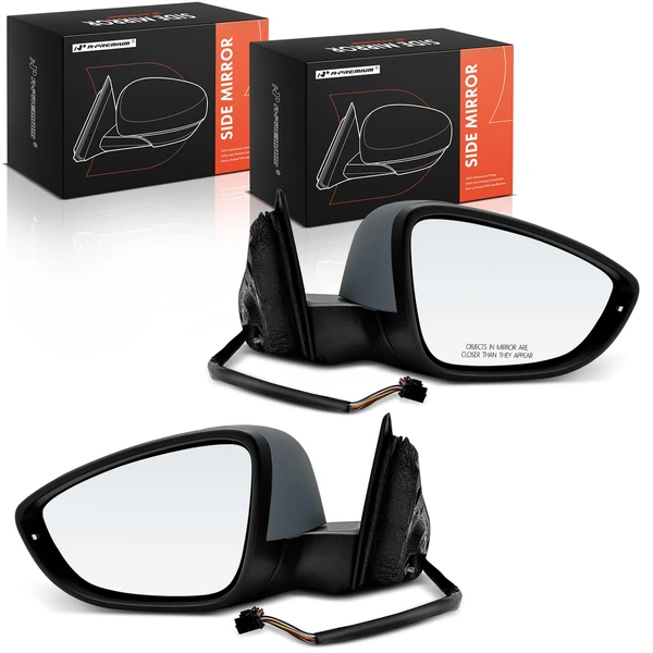 2012 Volkswagen Passat Driver & Passenger Mirror, with Heating, Power Adjustment, Manual Folding, Primed Gray A-Premium APMI1260TW