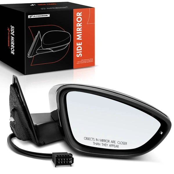 Right Passenger Side Mirror, with Heating, Power Adjustment, Manual Folding, Chrome A-Premium APMI1263TW