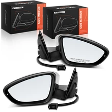 2 Pcs Driver & Passenger Black & Chrome Mirror with Power Glass Adjust