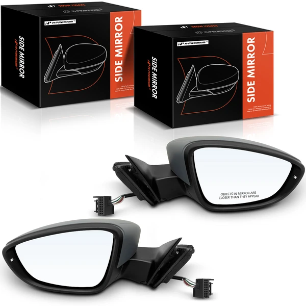 2012 Volkswagen Passat Driver & Passenger Mirror, with Heating, Power Adjustment, Manual Folding, Primed Gray A-Premium APMI1264TW