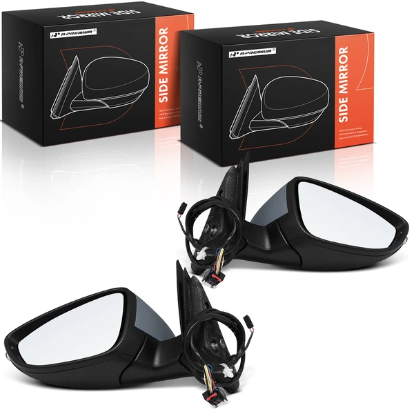 Driver & Passenger Mirror, with Heating, Power Adjustment, Manual Folding, Primed Gray A-Premium APMI1273TW