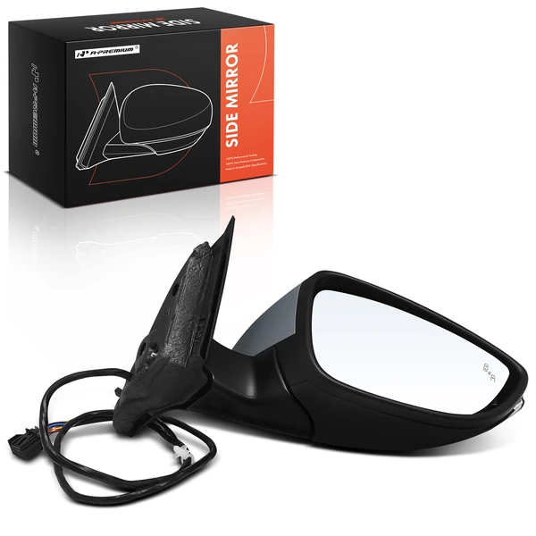 Right Passenger Side Mirror, with Heating, Power Adjustment, Power Folding, Primed Gray A-Premium APMI1275TW
