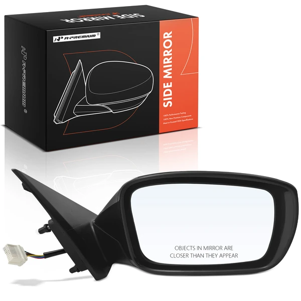 2011-2014 Hyundai Sonata Right Passenger Side Mirror, with Heating, Power Adjustment, Manual Folding, Smooth Black A-Premium APMI2340TW