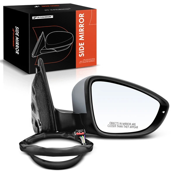 Right Passenger Side Mirror, with Heating, Power Adjustment, Manual Folding, Primed Gray A-Premium APMI1277TW