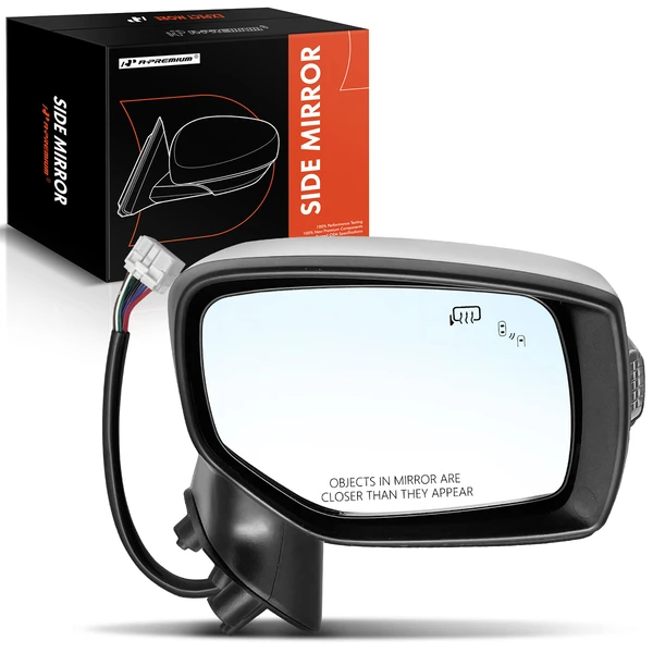 Right Passenger Side Mirror, with Heating, Power Adjustment, Manual Folding, Chrome A-Premium APMI1281TW