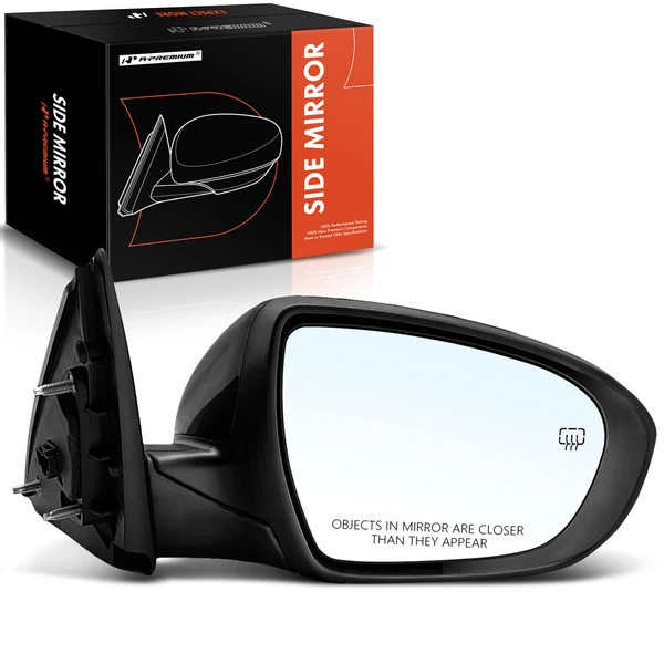 Right Passenger Side Mirror, with Heating, Power Adjustment, Power Folding, Smooth Black A-Premium APMI1282TW