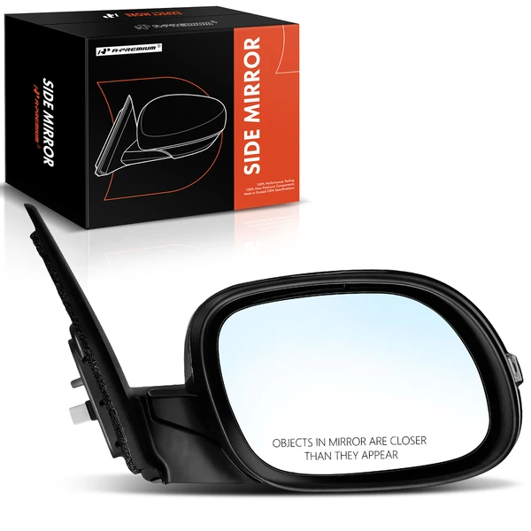 Right Passenger Side Mirror, with Heating, Power Adjustment, Manual Folding, Smooth Black A-Premium APMI1284TW