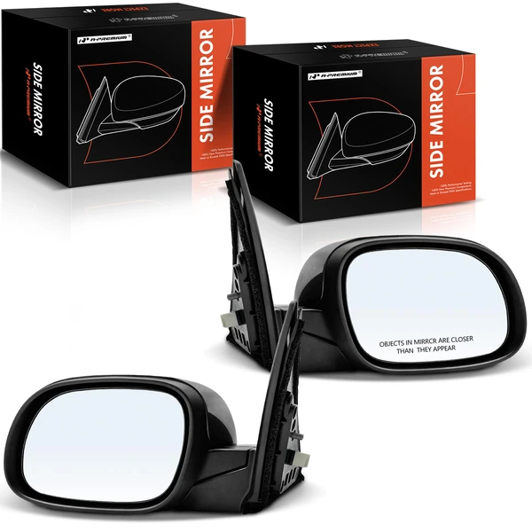 Driver & Passenger Mirror, with Heating, Power Adjustment, Power Folding, Smooth Black A-Premium APMI1285TW