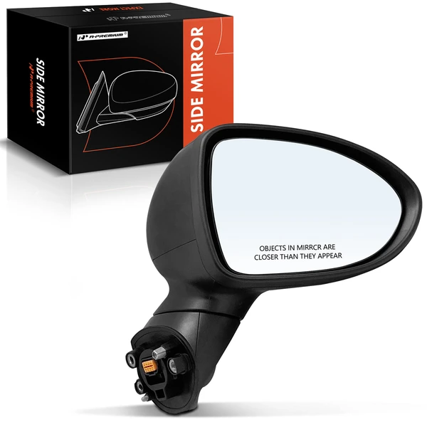 Right Passenger Side Mirror, Manual, with Heated, Smooth Black A-Premium APMI1290TW