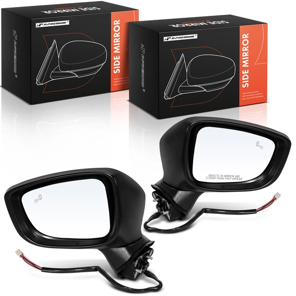 Driver & Passenger Mirror, Powered, Smooth Black A-Premium APMI1293TW