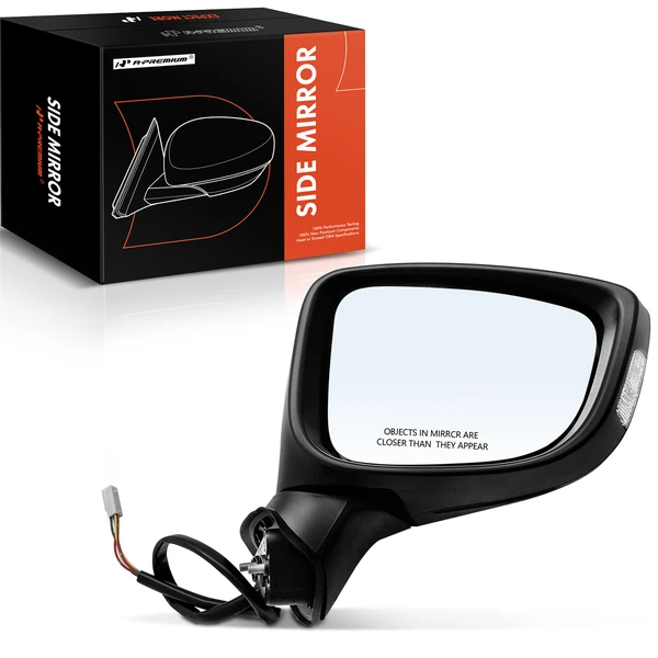 Right Passenger Side Mirror, Powered, Smooth Black A-Premium APMI824