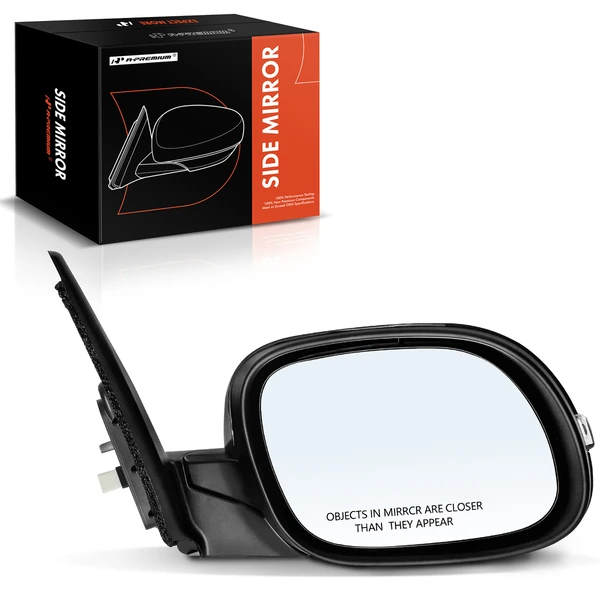 Right Passenger Side Mirror, Power Adjustment, Manual Folding, Smooth Black A-Premium APMI1296TW