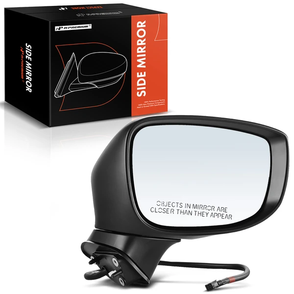 Right Passenger Side Mirror, Powered, with Heated, White & Black A-Premium APMI156
