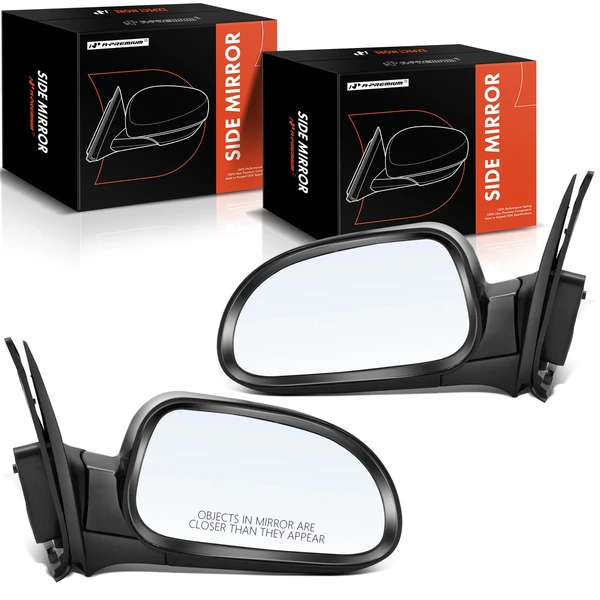 2005-2008 Suzuki Reno Driver & Passenger Mirror, with Heating, Power Adjustment, Manual Folding, Smooth Black A-Premium APMI1209TW