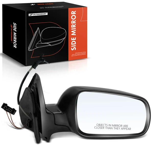 Right Passenger Side Mirror, with Heating, Manual Adjustment, Manual Folding, Textured Black A-Premium APMI1218TW