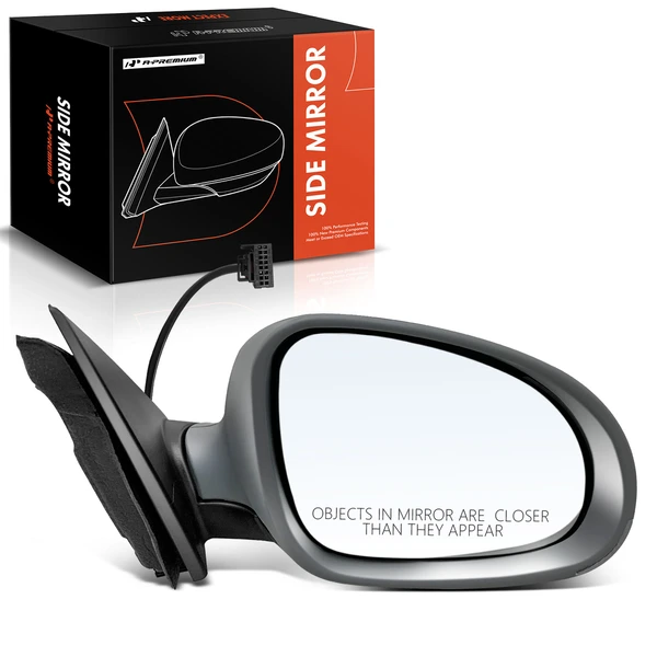 Right Passenger Side Mirror, with Heating, Power Adjustment, Manual Folding, Primed Gray A-Premium APMI1221TW