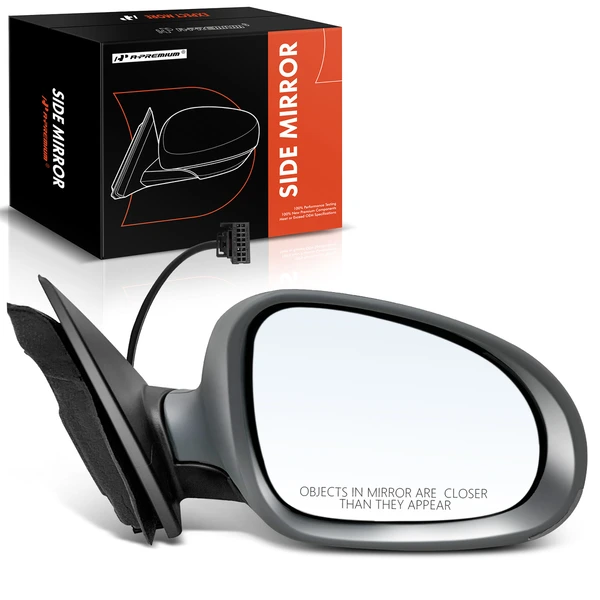 Right Passenger Side Mirror, with Heating, Power Adjustment, Manual Folding, Primed Gray A-Premium APMI1225TW