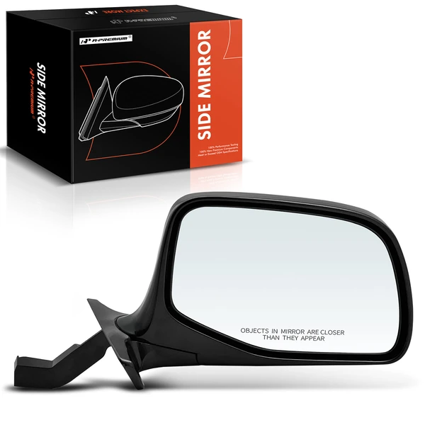 1992-1996 Ford Bronco Right Passenger Side Mirror, Manual 1992-1996 Ford Bronco, Smooth Black A-Premium APMI1227TW