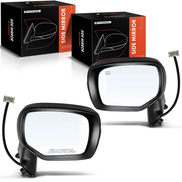 Driver & Passenger Mirror, with Heating, Power Adjustment, Manual Folding, Smooth Black A-Premium APMI1228TW
