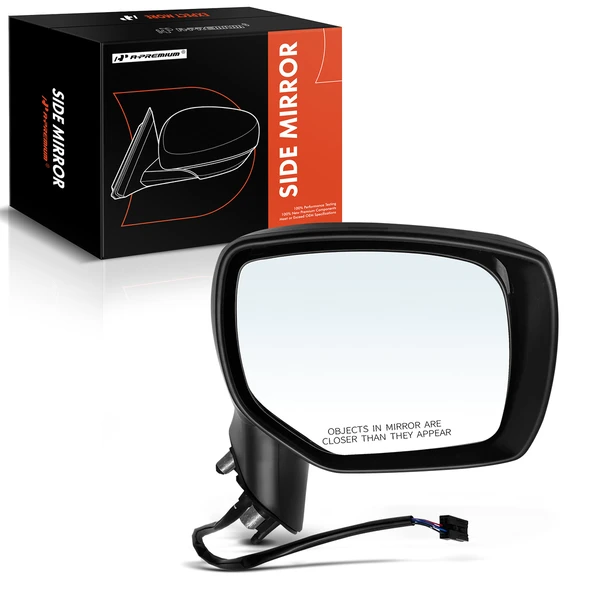 Right Passenger Side Mirror, Power Adjustment, Manual Folding, Smooth Black A-Premium APMI1230TW