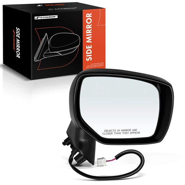 Right Passenger Side Mirror, Power Adjustment, Manual Folding, Smooth Black A-Premium APMI1231TW