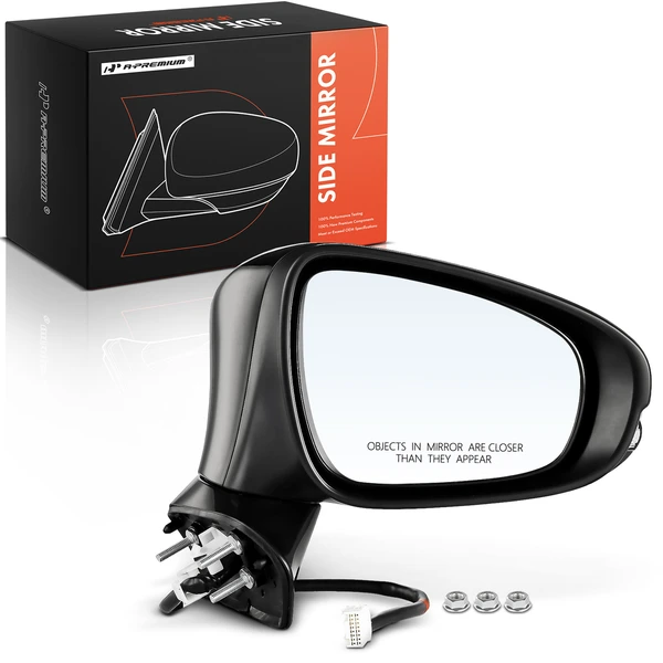Right Passenger Side Mirror, with Heating, Power Adjustment, Manual Folding, Black A-Premium APMI191