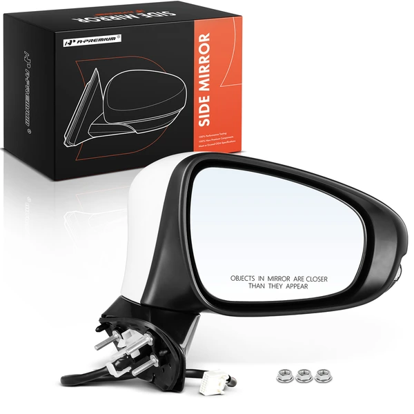 2013-2015 Lexus ES350 Right Passenger Side Mirror, Powered, with Heated, White + Black A-Premium APMI192