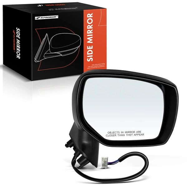 Right Passenger Side Mirror, with Heating, Power Adjustment, Manual Folding, Smooth Black A-Premium APMI1232TW